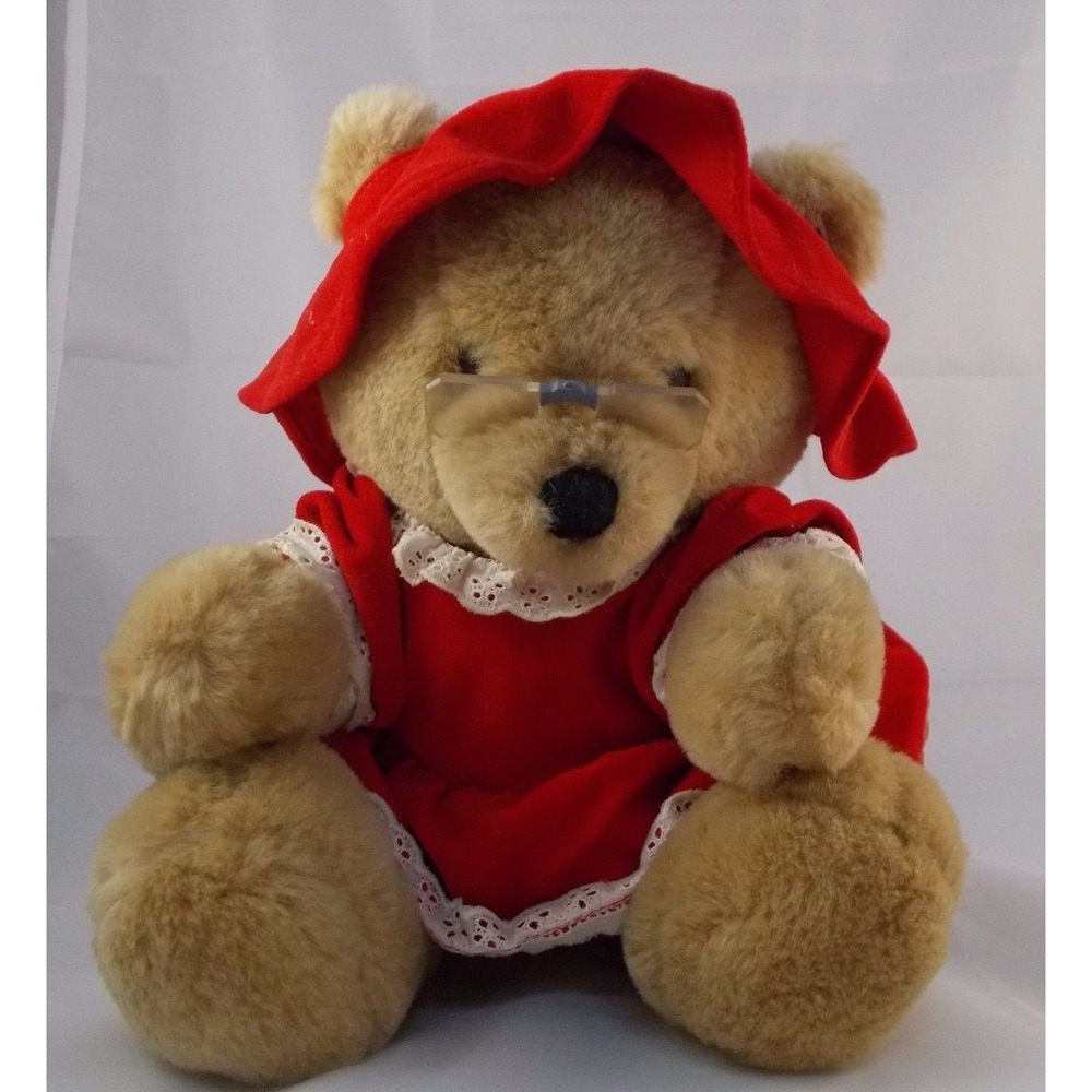 Dakin Grandmother Bear Plush Glasses Sits‎ 10 Inch 1986 Grandma Stuffed Animal